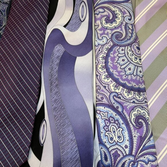Vintage Lot of 8 Purple Silk Ties Valentino Countess Mara Chaps Stacy Adams - Picture 5 of 12